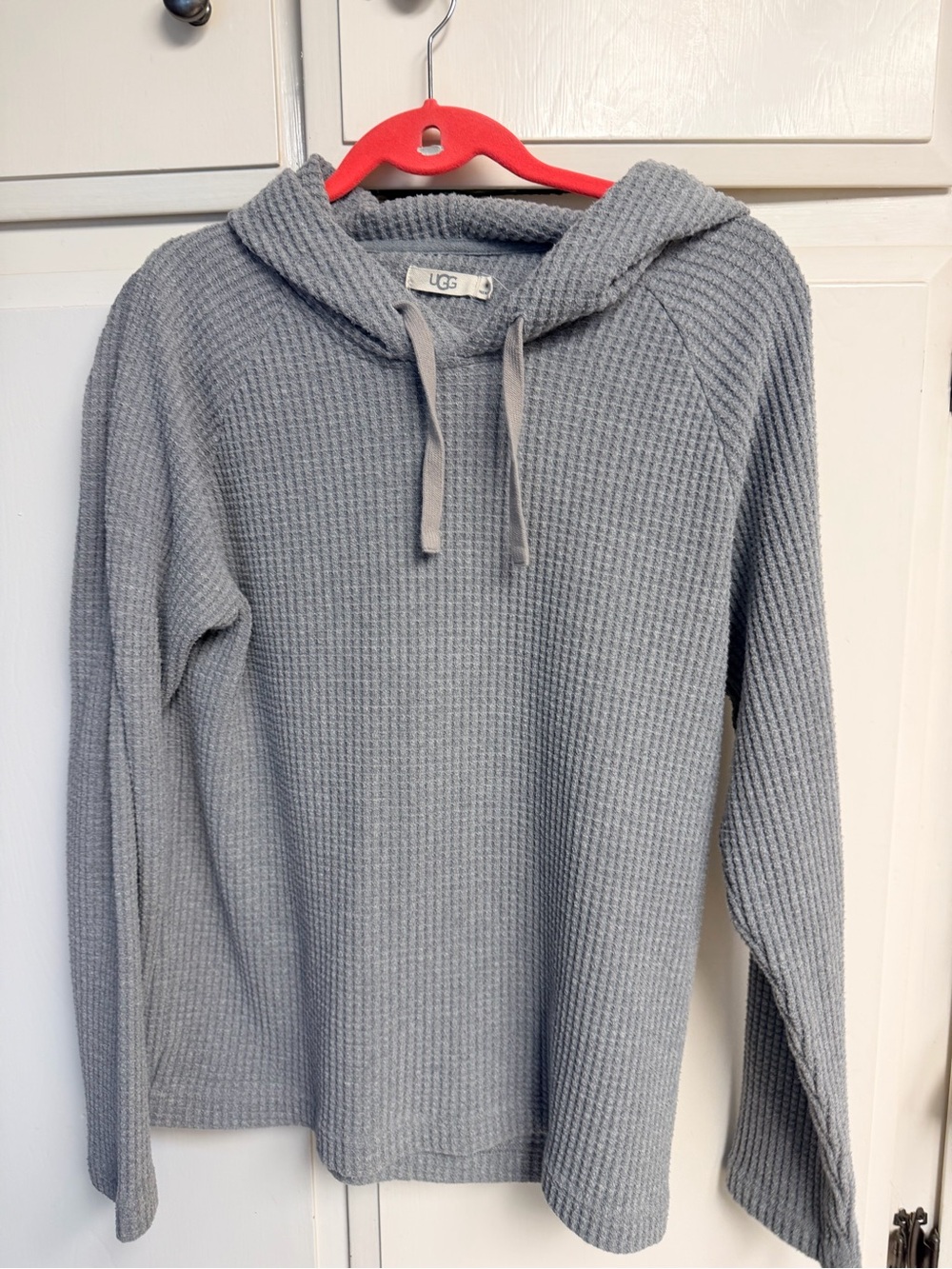 UGG Light Gray Waffle-Knit Hooded Sweatshirt